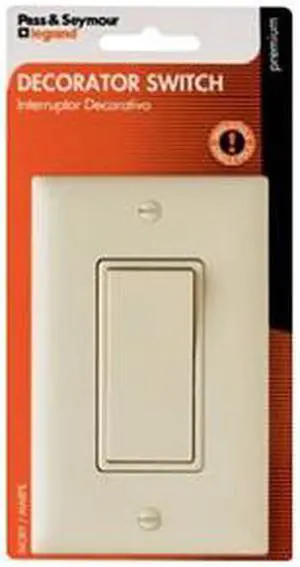 Pass & Seymour, TM870ICCC5WP, 15A, 120/277V, Ivory Premium Grade Decorator Single Pole Switch