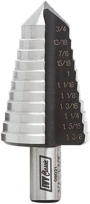 Ivy Classic, 09021, 11 Holes 3/4" - 1-3/8" Step Drill Bit, Fractional Hole Enlarging Step Drills
