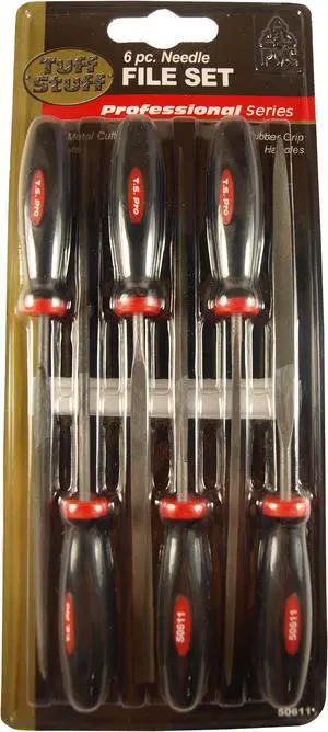 Tuff Stuff Professional Series 50611, 6 Piece Needle File Set Rubber Grip Handle
