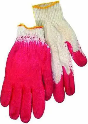 Tuff Stuff, GLV9626, 10 Pair Pack, Red Plastic Dipped Palm Cotton Glove 22CM