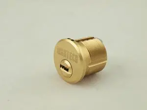 Maxtech Lock (Like MUL-T-LOCK), Solid Brass Replacement 1" Mortise Cylinder Lock, Polished Brass US3, HIGH SECURITY, 006 KEYWAY