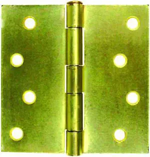 Wilson, 94140, 2 Pack (One Pair), 4" x 4", Brass Plated Iron, Full Mortise Loose Pin Door Hinges