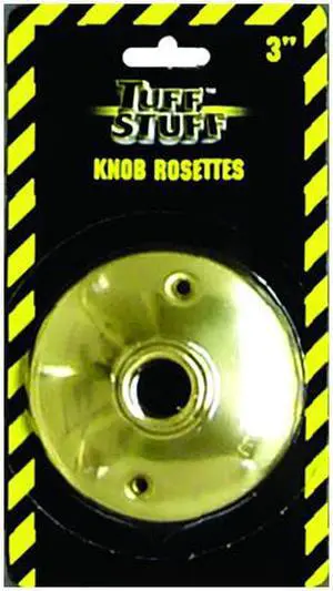 Tuff Stuff, 300, Pair Per Card, Brass Plated, 3" Large Door Knob Rosettes