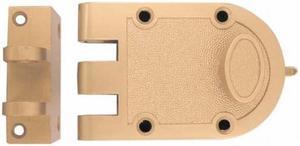Ultra Hardware, 44857, Brass, Jimmy Proof Single Cylinder Lock Deadlock With Angle Strike Keeper, Boxed