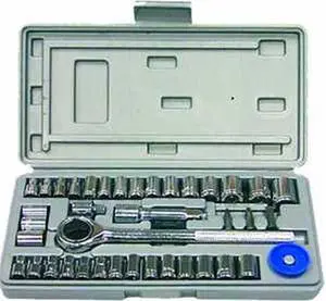 Tuff Stuff, 96034, 40 Piece, 1/4" x 3/8", Combonation SAE/Met Drive Mechanic Tool Ratchet Socket Set