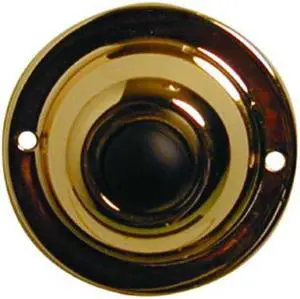 Lee Electric, BC200, Brass, Wired Classic 1 3/4 Round Push Button, With Black Button For Bell
