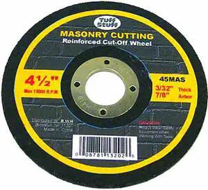 Tuff Stuff, 45MAS, 4-1/2" X 3/32" X 7/8" Arbor Masonry Grinding Cutting Blade