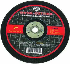 Tuff Stuff, 7MET, 7" X 3/32" X 5/8" Diamond Arbor Metal Grinding Cutting Blade Wheel