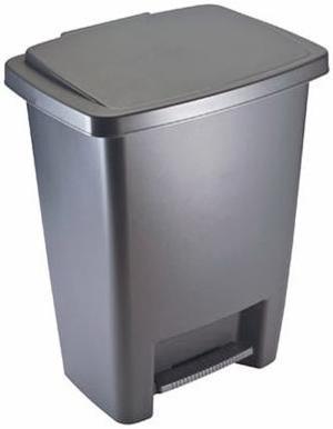 RUBBERMAID, 2841-87 CYLIND, 33 Qt Step On Cylinder Gray Plastic Kitchen Wastebasket, Trash Garbage Can