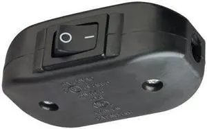Pass & Seymour 5406BKCC10 6 Amp, 120 Volt, AC, Black, Heavy Duty Feed Thru Cord Switch