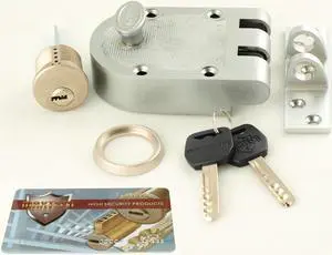 Maxtech (Segal, MUL-T-LOCK Like) Satin Chrome Jimmy Proof Deadlock Deadbolt Single Cylinder Lockset with High Security Rim/Mortise 1-1/8" Cylinder Combo Satin Nickel Finish, HIGH SECURITY, 006 KEYWAY