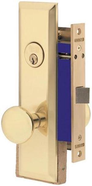 Marks Metro 114DW/3, Polished Brass Left Hand Mortise Lock Knob Vestibule Function Always Locked Storeroom Latch Only Lockset, Screwless Knobs Thru Bolted Lock Set