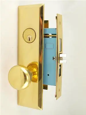 Maxtech (Marks New Yorker 7NY10A/3 Like) 1033BFL Polished Brass Left Hand Heavy Duty Mortise Entry Lockset Screwless Knobs Thru-Bolted, 2-3/4" Lock Set