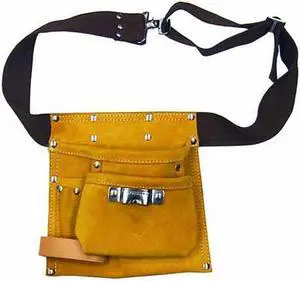 Tuff Stuff, TST96066, 5 Pocket Single Side Leather Tool Work Apron With Web Belt Snap Buckle