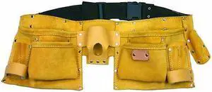 Tuff Stuff, TST96065, 11 Pocket Heavy Duty Leather Tool Work Apron With Web Belt Snap Buckle
