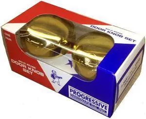 Progressive, 2600, Polished Brass US3, 2-1/4" Solid Brass Door Knob Set With Spindle For Marks Surface Mount Mortise Lockset & More