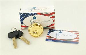 MIGHTY LOCK (Like Mul-T-Lock) High Security Rim/Mortise 1-1/8" Cylinder Combo (Interchangeable) Solid Brass Construction, HIGH SECURITY, 006 KEYWAY, Polished US3 Finish