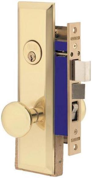 Marks Metro 114A/3-X Brass Left Hand Mortise Entry, Thru Bolted Lockset with 1-1/4" x 8" Wide Face Plate Lock Set
