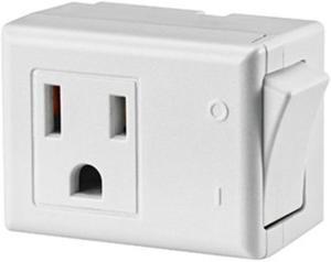 Leviton, 1470-W, White, 15 Amp 125 Volt AC 3 Wire Grounded Switch Tap with On / Off Button