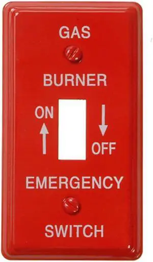 Mulberry, 41020, Red, 1 Gang, Single Toggle Switch, Emergency Gas Burner On / Off, Wall Plate