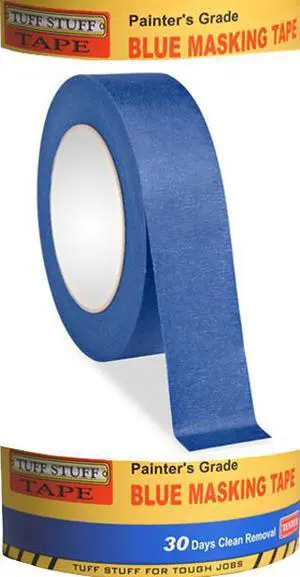 TUFF STUFF TAPE, 1-1/2" x 60 YD, 48mm x 55m, Painter's Grade Blue Masking Tape, 30 Days Clean Removal, UV Resistant