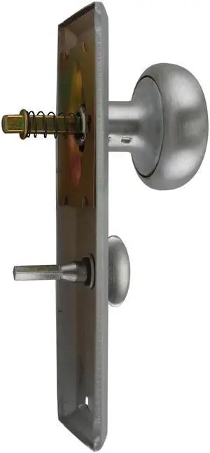 Maxtech, 3002SC, Satin Chrome 26D, Escutcheon Plate 2-1/4" X 7" With Solid Brass Door Knob & Zinc Alloy Turner, For Marks Mortise Lock