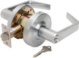 Ultra Hardware, 44248, Satin Chrome US26D, Entry Entrance Grade 2 Commercial Cylindrical ADA Angled Lever Lockset