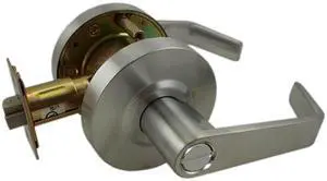 Ultra Hardware, 44254, Satin Chrome US26D, Privacy Bed & Bath Button On The Inside Grade 2 Commercial ADA Cylindrical Angled Lever Lockset Lock Set