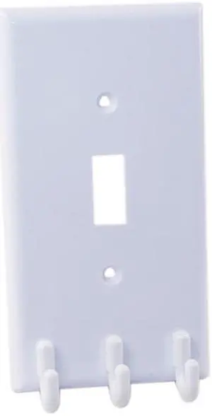 Helping Hand FQ85305 White Switch Plate With Hooks Standard Size