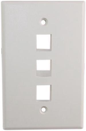 Quest NFP-5038 White 3 Port Keystone Triple Gang Oversized Keystone Wall Plate For CAT5E RJ45 Inline Coupler 4.875" x 4.75" x 0.25"