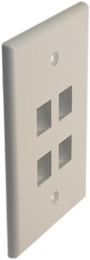 Quest NFP-5048 White 4 Port Keystone Quad Gang Oversized Keystone Wall Plate For CAT5E RJ45 Inline Coupler 4.875" x 4.75" x 0.25"