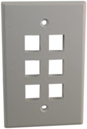 Quest NFP-5068 White 6 Port Keystone Hex Gang Oversized Keystone Wall Plate For CAT5E RJ45 Inline Coupler 4.875" x 4.75" x 0.25"