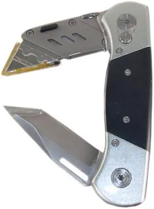 G-Force 24201 Dakota Black And Silver Folding Utility And Pocket Knife With Belt Clip, Open Close Push Button, And Carrying Case