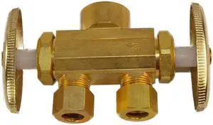 Wal Rich 4220702 1/2"IPS x 3/8"OD x 3/8"OD IPS Thread & Compression Dual Shut Off Valve Stop Lead Free
