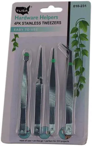 Tusa 010-231 Hardware Helpers 4 Pack Stainless Tweezers