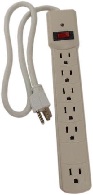 G-Force 55096 White 6 Outlet Surge Protector With 2.5' Foot Cord And 750 Joules