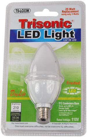 Trisonic TS-LC03W Frosted LED Light Day Light 25 Watt Replacement Bulb Using Only 3 Watts