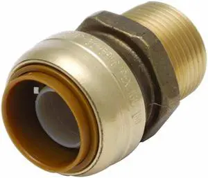 EZ-Bite 2012026 1" x 1" Male Iron Pipe Straight Connector, Sharkbite Push Fit Fittings For Use With Copper Tubing CTS, CPVC & Pex