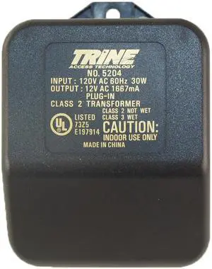 Trine 5204 Black 12VAC Plug In Type Transformer With 120 Volts Primary AC
