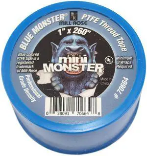 MILL-ROSE, 70664, 1" x 260" Blue Monster PTFE Thread Seal Tape, Plumbers Teflon Tape