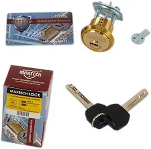 Maxtech Lock (Like Mul-T-Lock), Rim/Mortise 1-1/8" Cylinder Combo (Interchangeable) Solid Brass US3 Finish, HIGH SECURITY, 006 KEYWAY
