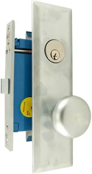 Maxtech (Marks 114DW/26D Like) Satin Chrome Left Hand Heavy Duty Mortise Lock Knob Vestibule Function Always Locked Storeroom Latch Only Lockset, Screwless Knobs Thru Bolted Lock Set