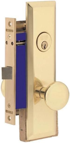 Marks Metro 114DW/3, Polished Brass Right Hand Mortise Lock Knob Vestibule Function Always Locked Storeroom Latch Only Lockset, Screwless Knobs Thru Bolted Lock Set