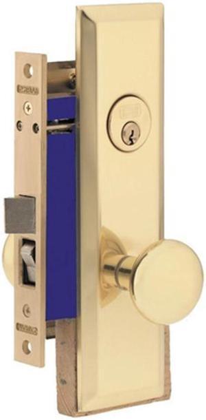 Marks Metro 114D/3, Polished Brass Right Hand Mortise Lock Knob, Office Vestibule, Classroom, Latch and Rocker (No Bolt) Lockset, Screwless Knobs Thru Bolted Lock Set