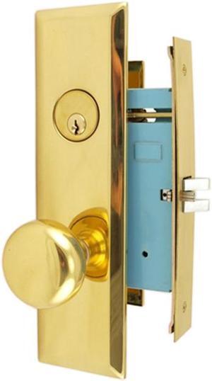 Maxtech (Marks New Yorker 7NY10DW/3 Like) Brass Left Hand Heavy Duty Mortise Lock Knob Vestibule Function Always Locked Storeroom Latch Only 2-3/4" Lock Set, Screwless Knobs Thru Bolted Lock Set