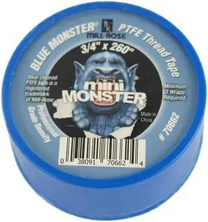 MILL-ROSE, 70662, 3/4" x 260" Blue Monster PTFE Thread Seal Tape, Plumbers Teflon Tape