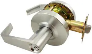 Maxtech, C13014-26D, Satin Chrome US26D, Always Locked Vestibule Storeroom Grade 2 Commercial Cylindrical ADA Angled Lever Lockset