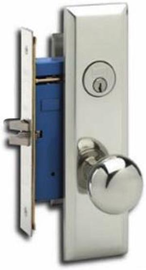 Marks New Yorker 7NY10DW/26D, Satin Chrome Right Hand Mortise Lock Knob Vestibule Function Always Locked Storeroom Latch Only 2-3/4" Lock Set, Screwless Knobs Thru Bolted Lockset