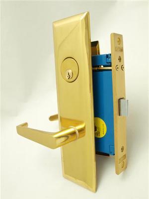 Marks New Yorker 9NY92DW/3, Polished Brass Left Hand Mortise Lock Lever Vestibule Function Always Locked Storeroom Latch Only 2-1/2" Lock Set, Screwless Lever Thru Bolted Lockset