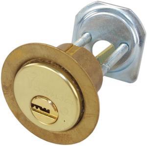 Mul-t-lock, RIM1VT-05-MT5, Brass, Replacement 1-1/8" Rim Cylinder Lock For Jimmy Proof Deadlock, HIGH SECURITY, MT5 + KEYWAY